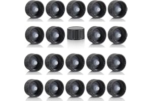 Magnakoys Black 18-400 Polycone Continuous Thread Closure Caps for Vials (18-400, Black, 20)