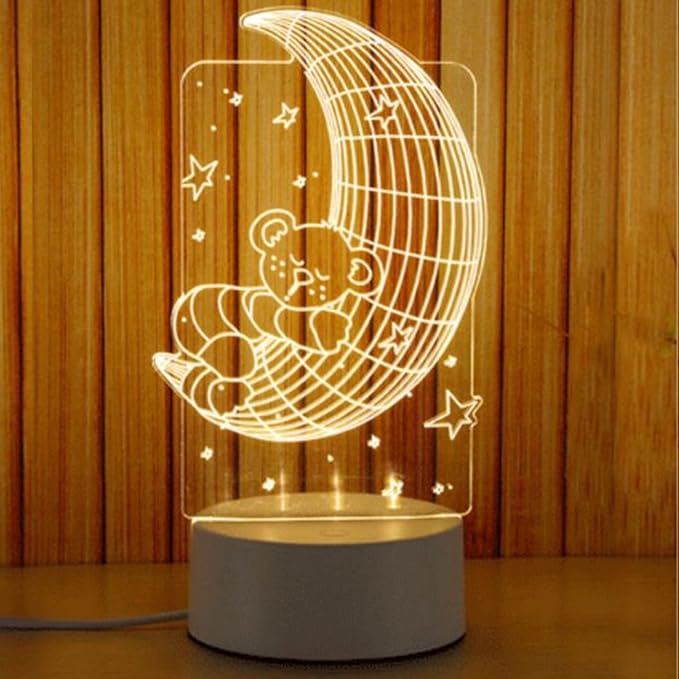 Outgeek Illusion Light Creative 3D Acrylic Table Lamp LED Night Light for Room