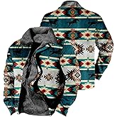 domirica Cowboy Western Jackets for Men Long Sleeve Aztec Sherpa Fleece Lined Zip Up Ethnic Fashion Big And Tall Warm Coat