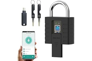 KENRONE Fingerprint Padlock with APP and Key,Heavy Duty Outdoor Padlocks for Garage Door,Containers,Shed,Shutter,Gate and War