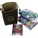 Third Die Dice Bag - Very Large "Bag of Hoarding" - Will Hold 450 Dice - Handcrafted and Reversible Drawstring Bag That Stands Open On The Table - For All Your Gaming Needs - Deep Green and Moss