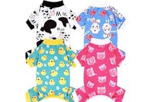 XPUDAC 4 Pieces Dog Pajamas for Small Dogs Pjs Clothes Puppy Onesies Outfits for Doggie Christmas Shirts Sleeper for Pet Cats Jammies-M