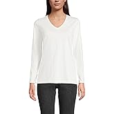 Lands' End Women's Relaxed American-Grown Supima Cotton Long Sleeve V-Neck T-Shirt