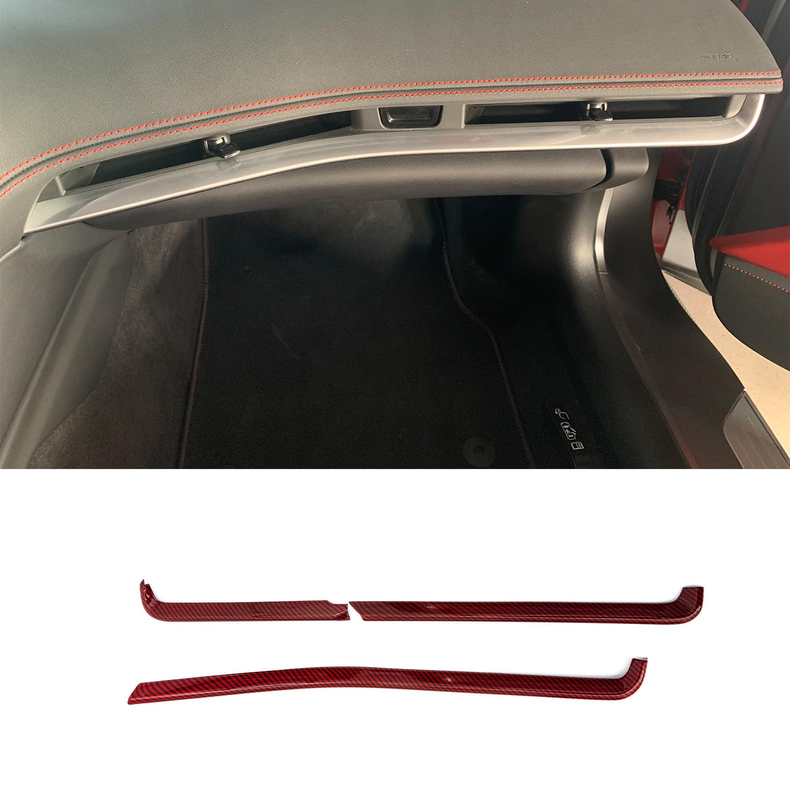 Photo 1 of KoLeddy for C8 Corvette Carbon Fiber Dashboard Cover Trim Accessories for Corvette C8 2020-2024 (Red)