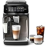 Philips 3300-Series Fully Automatic Espresso Machine - 6 Drinks, Modern Colour Touch Screen, LatteGo Milking System, SilentBrew, 100% Ceramic Grinder, AquaClean Filter. Black Chrome (EP3347/90) (Renewed)