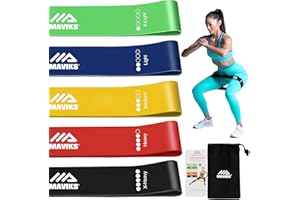 Exercise Bands Resistance Bands for Working Out, Set of 5 Bands, Elastic Resistance Loop Bands for Physical Therapy, Pilates,