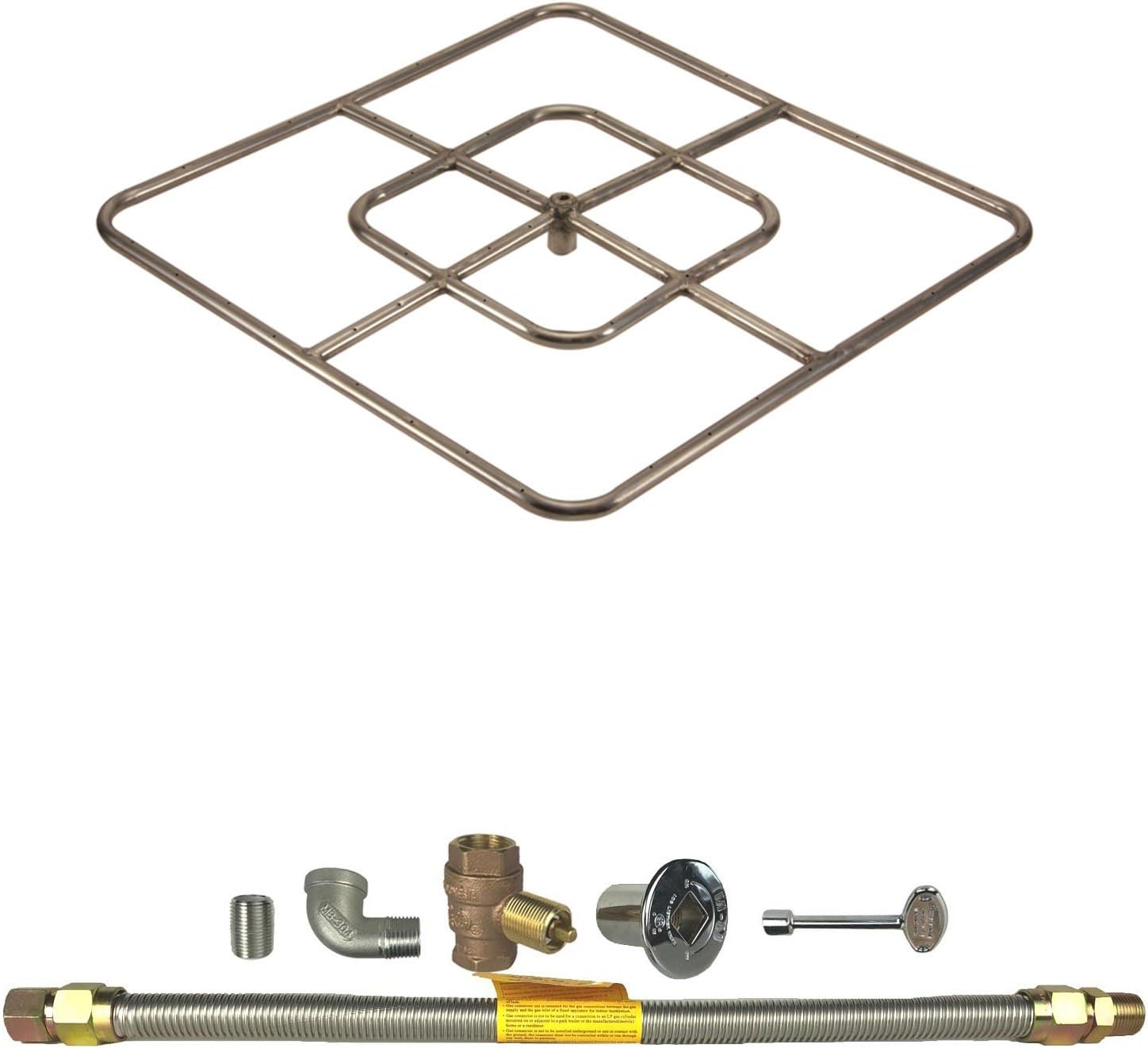 Amazon Com Spotix Hpc Square Fire Pit Burner Kit Fpssq24kit Ng Mscb 24x24 Inch Burner Match Light Natural Gas Garden Outdoor