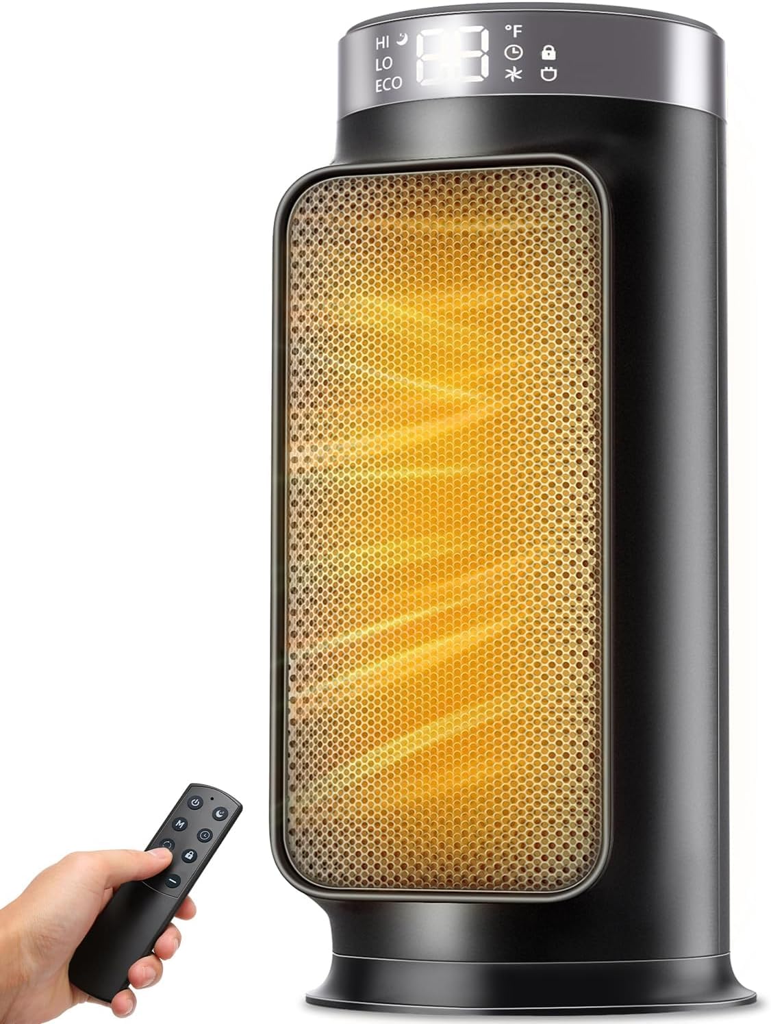 Photo 1 of 1500W PTC Quiet Space Heater with Remote Control, 15.8“ Portable Electric Heaters for Indoor Use, 75°Oscillation Ceramic Heater for Office, 24H Timer, 5 Modes, Fast Safe Quiet Room Heater for Bedroom