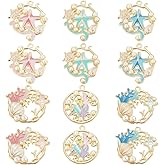 SUNNYCLUE 1 Box 24Pcs 6 Styles Enamel Ocean Charms Marine Life Charms Bulk Gold Round Shell Pearl Summer Sea Animal Starfish Charm for Jewelry Making Charms DIY Necklace Bracelet Earring Crafting