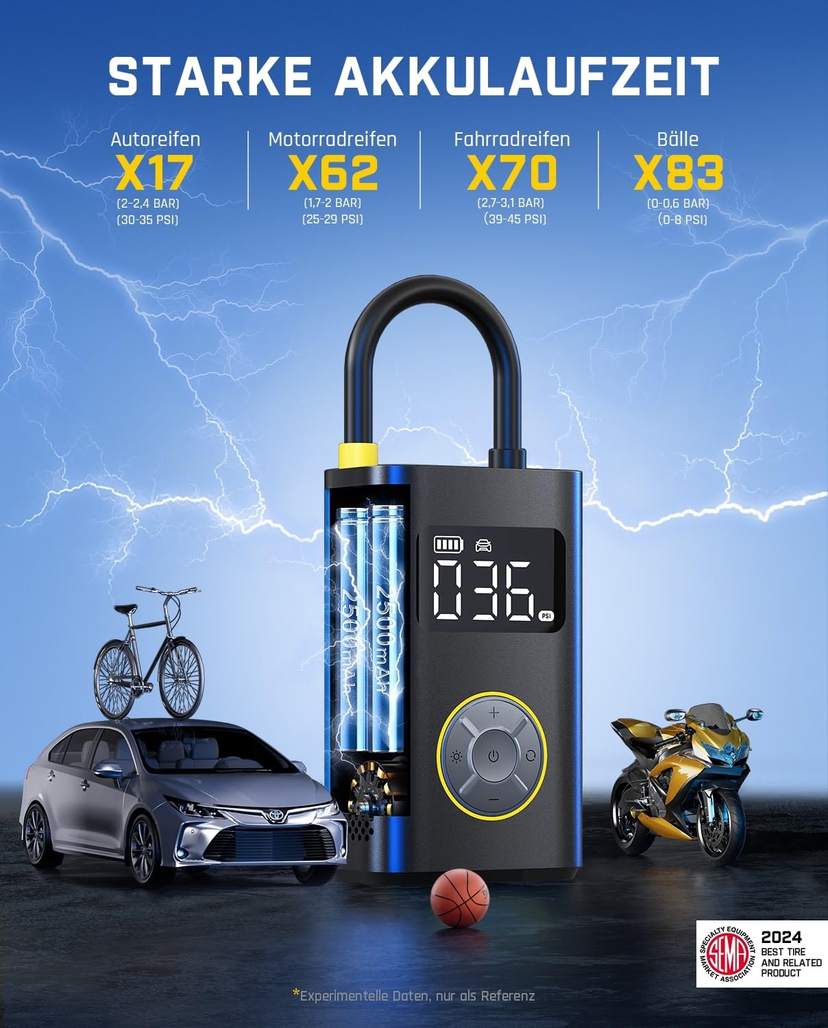 Fanttik X9 Pro Tragbare Elektronische Luftpumpe, 1 Min Schnelles aufblasen Elektrische Kompressor, 10,3 BAR/150 PSI Luftkompressor mit LED-Licht für Fahrrad, Auto, Motorrad und Ball-Klassisch Schwarz 3