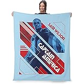 NORTHWEST Marvel Captain America Sam Wilson Silk Touch Throw Blanket, Cozy for All Seasons, Lightweight for Couch, Sofa, Boys Girls Bedding, 50X60 Inches