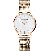 VICTORIA HYDE Fashion Rose Gold Watches for Women Easy Read Mother of Pearl Dial Analog Quartz Stainless Steel Mesh Band Ladies Wristwatch