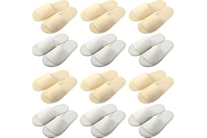 Silicherry 12 Pairs House Slippers for Guests Disposable Open Toe Spa Slippers Bulk for Wedding Party Unisex
