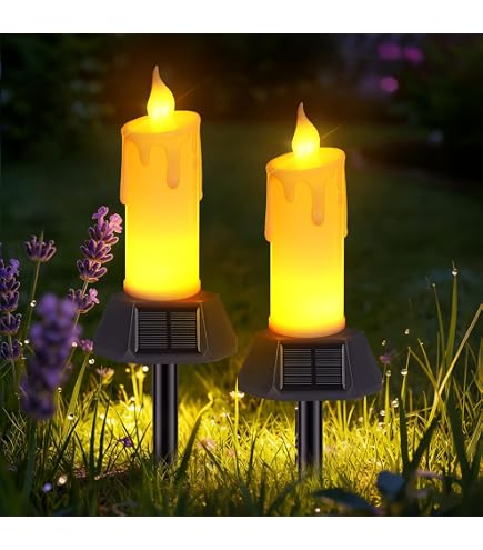 JIANWEI Solar Taper Candles – 4 Pack Outdoor Waterproof LED Candlesticks With Holders, Real Flame Effect – Patio, Garden, Window Decor