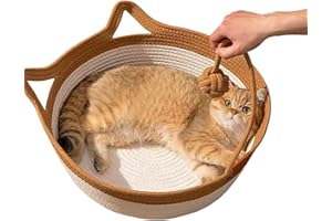 Handwoven Cotton Rope Cat Bed Cat Hammock Foldable Sleeping Nest Basket Handmade Natural Cradle Scratcher Cuddler for Kitten 