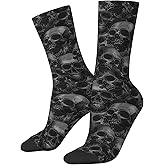 JKJOJIA Scary Skull Horror Novelty Socks For Men Women, Funny Crazy Crew Socks Casual Dress Socks Gifts
