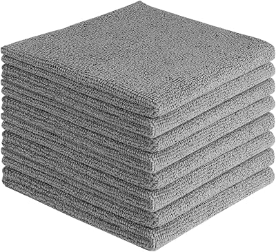 AIDEA Microfiber Cloth Pack of 8 30x30 cm Lint Free Streak Free Grey