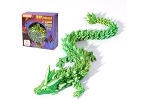 PETBSNVB 12" 3D Printed Dragon, Articulated Dragon, Crystal Dragon, Dragon Fidget Toy, Home Office Decor Executive Desk Toy (Green)