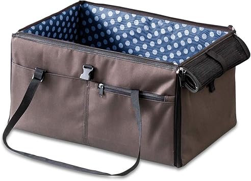 Amazon Ottostyle Jp ペットドライブボックス Mサイズ ネイビードット柄 ドライブシート ペットキャリー メッシュ屋根付 助手席 飛び出し防止 シートベルト固定 長距離移動 コンパクト収納 ペットシーツ固定 Ottostyle Jp ペット用品 通販