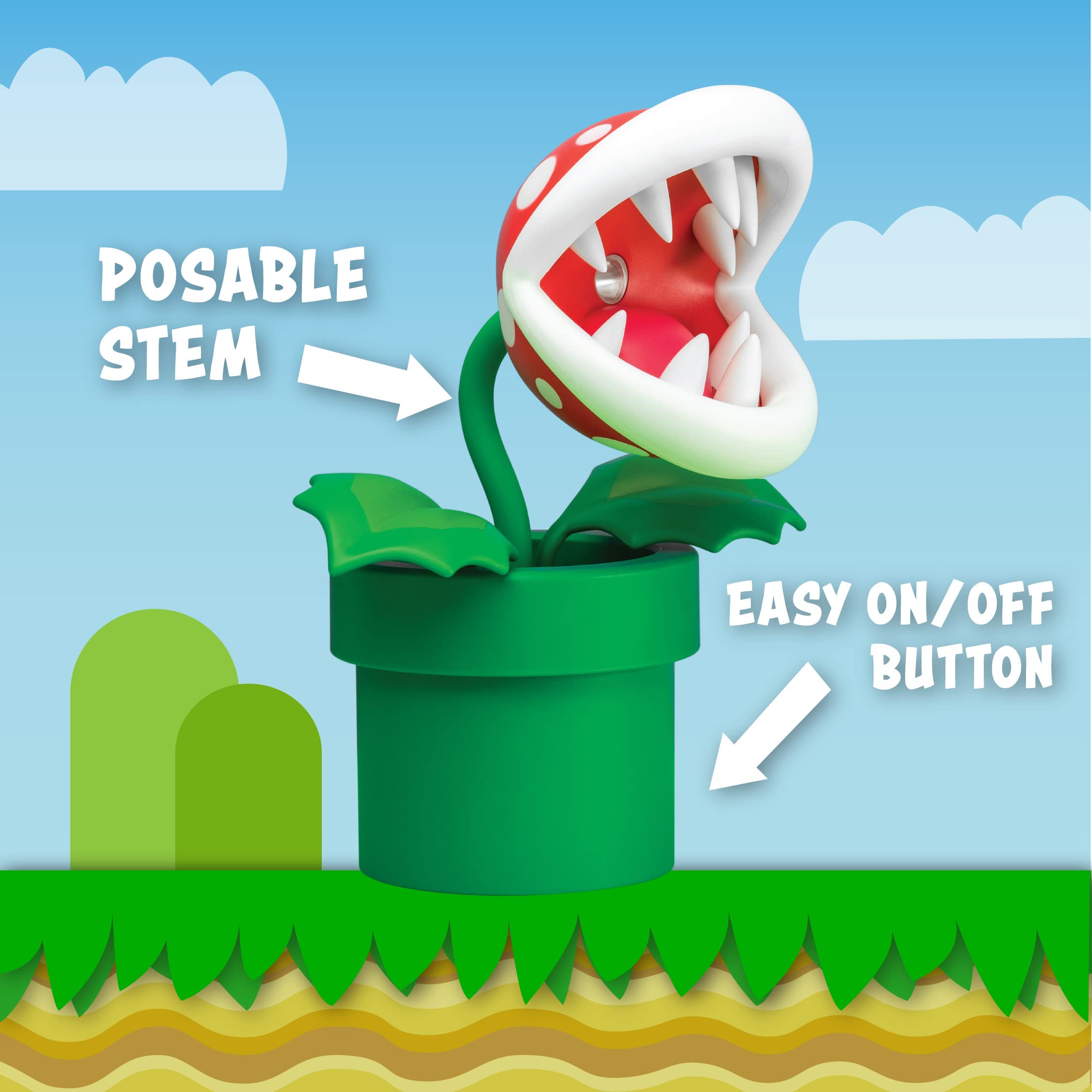 Nintendo Offical Licensed Super Mario Bros Piranha Plant LED Desk Light with Adjustable Head by Paladone, Collectible Gamer Gift Night Light