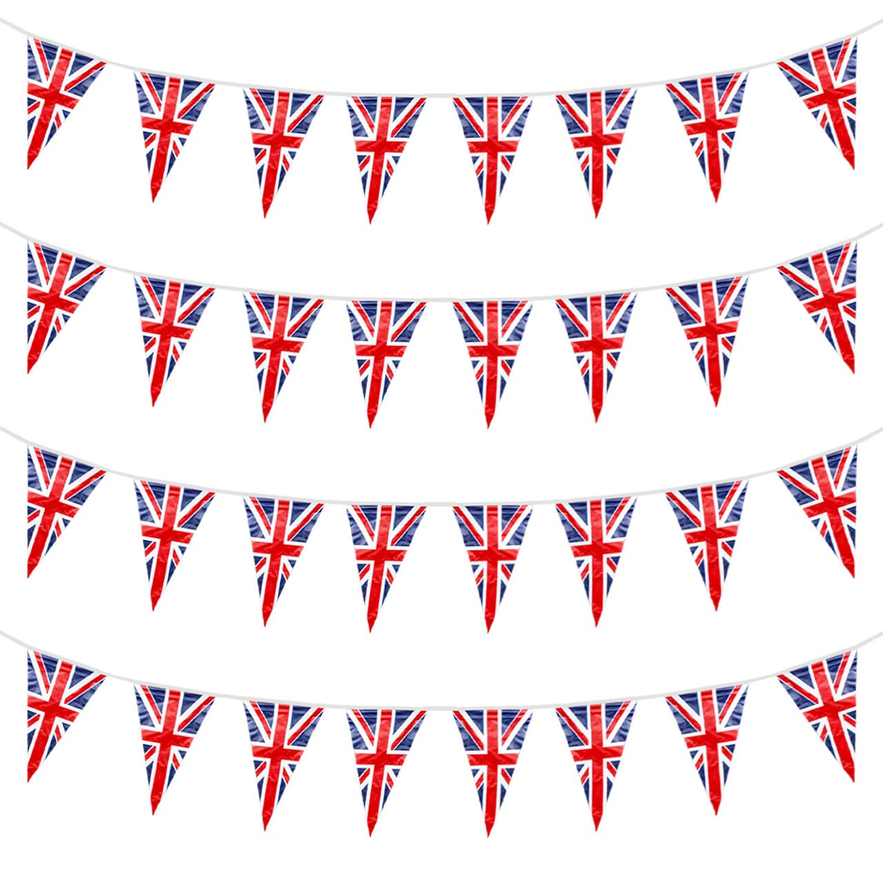 10m/33ft Large Union Jack Bunting 30Pcs Triangle British Flags, King Charles III Coronation, Sports, and Street Party Great Britain Decorations Double Sided Bunting for Pub BBQs, & Kings Royal Events