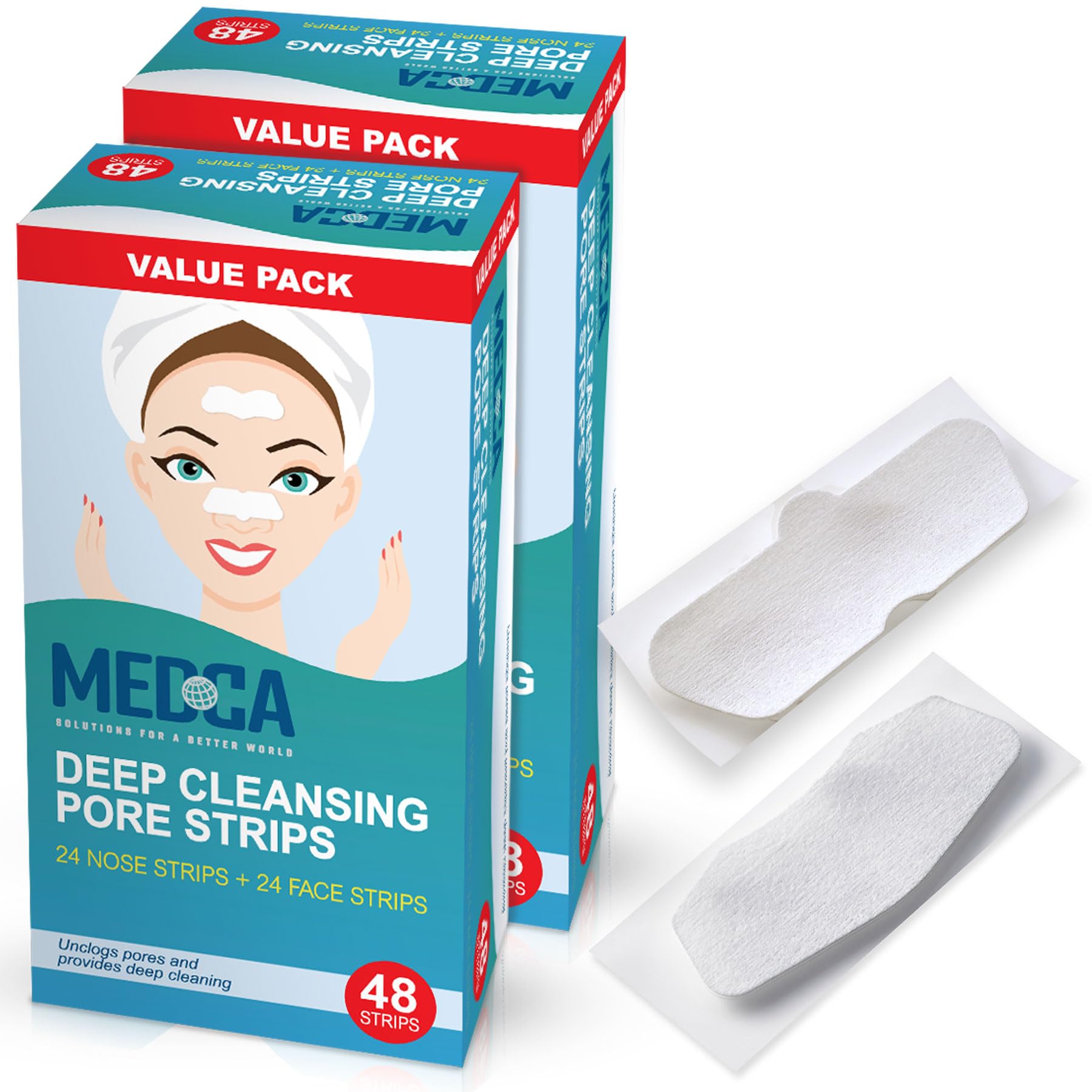 Nose Pore - Blackhead Removing and Pore Unclogging Deep Cleansing Pore Strip Combo Pack, 96 Count Strips