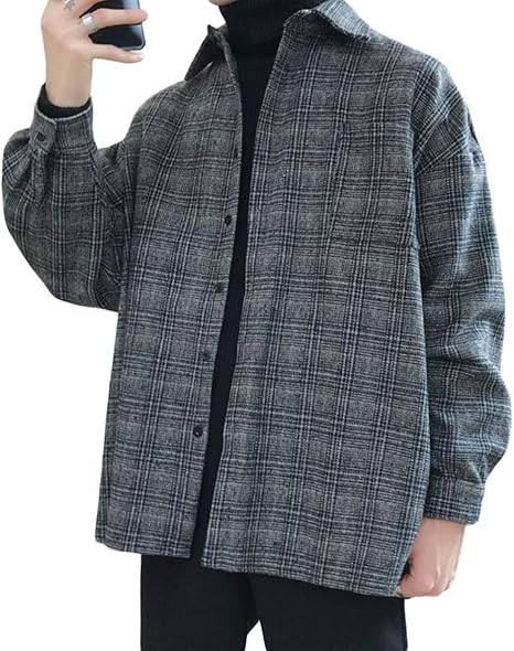 Amazon Yunhen ジャケット メンズ チェック柄 ラシャコート 大きいサイズ ゆったり メルトンジャケット 厚手 オシャレ チェックシャツ カジュアル 秋 アウター 9濃いグリーン コート ジャケット 通販