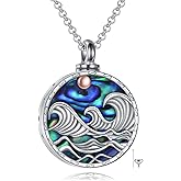 YFN Ocean Wave Necklace for Women Sterling Silver Abalone Shell Ocean Jewelry Gifts for Women