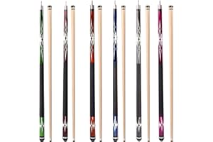 GSE Games & Sports Expert 58" 2-Piece Canadian Maple Hardwood Billiard Pool Cue Sticks for Men/Women, House or Commercial/Bar Use (Several Colors, Weight 18oz, 19oz, 20oz, 21oz Available)