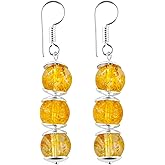 NJCRAFT Natural Gemstone 8MM Beads Earrings for Women, Yoga Jewelry, Meditation Earring, Crystals Earring, Round Beads, Energy Healing Crystals, Gift for Her,Gemstone Jewelry