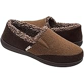 Zigzagger Men's Comfy Wool Slippers Indoor Outdoor House Shoes, Warm Soft Fur Fuzzy Fleece Lined Memory Foam Sole with Suede Upper