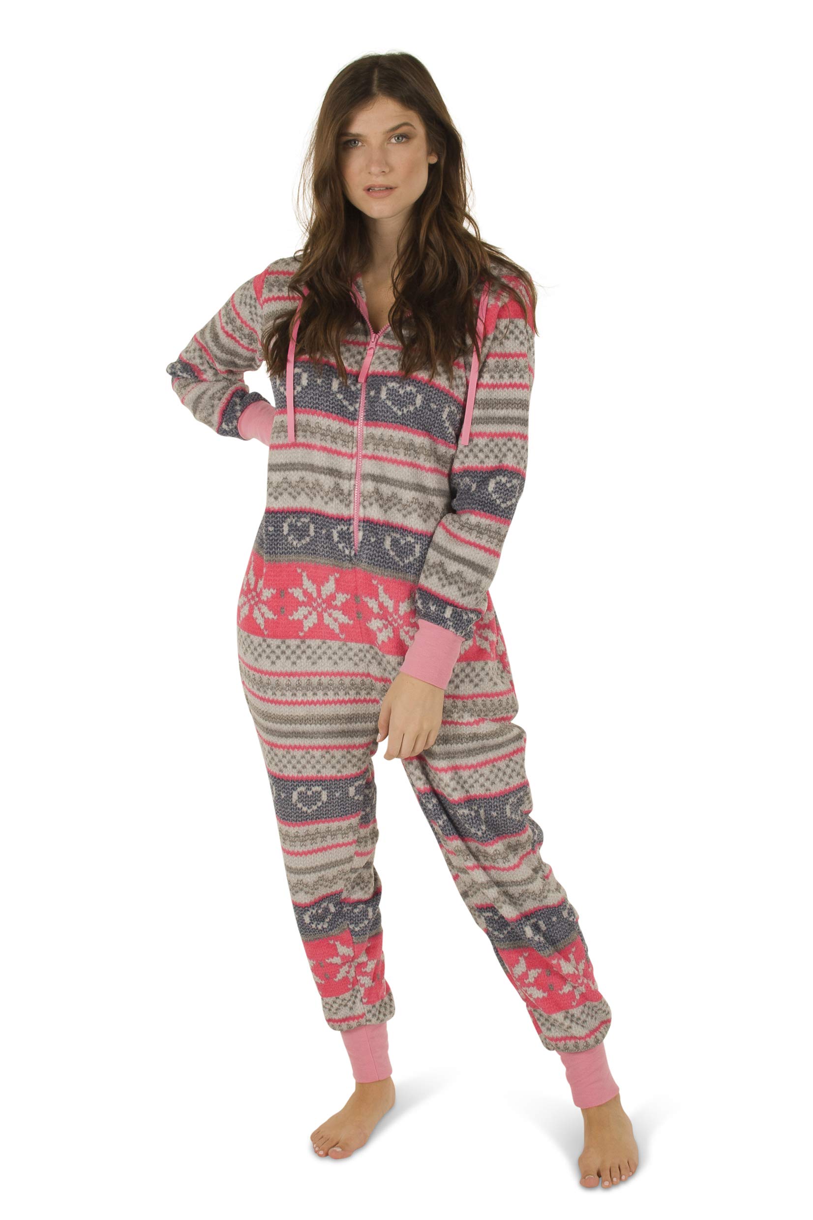 Totally Pink Womens Warm and Cozy Plush Adult Onesies for Women One