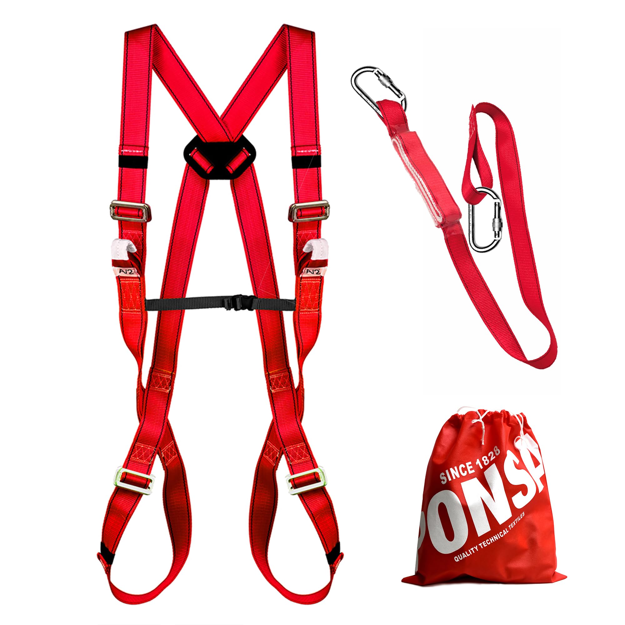 PONSA CARGOPACK7C - PROFESSIONAL SAFETY HARNESS KIT - For working at height with 2 anchorage points EN 363, energy absorber EN 355 and 2 carabiners EN362