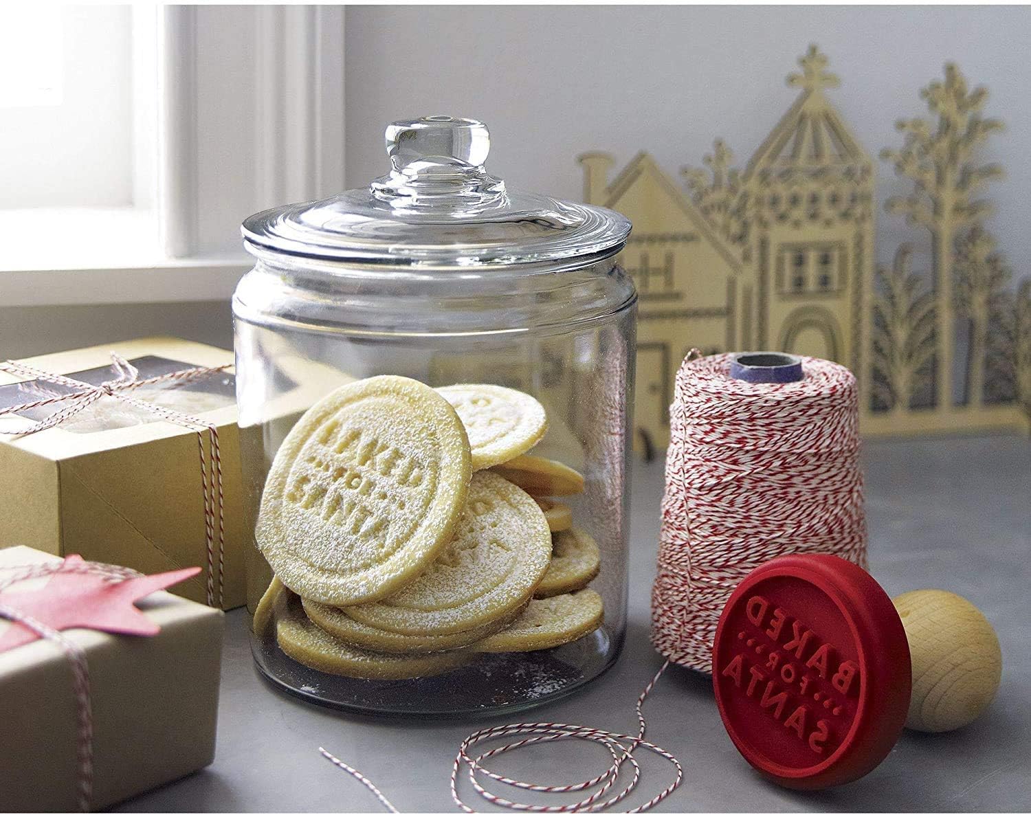 3pc Canister Sets for Kitchen Counter + Labels & Marker - Glass Cookie Jars with Airtight Lids - Food Storage Containers with Lids Airtight for Pantry - Flour, Sugar, Coffee, Cookies, etc.: Home Improvement
