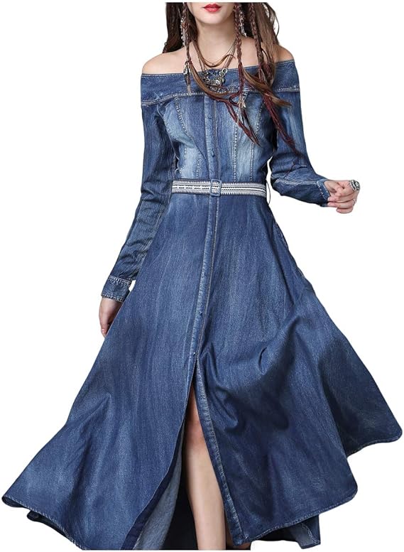 Amazon Co Jp 富士達 オフショルダー ワンピース レディース スカート オフショルデニムワンピ A050m 服 ファッション小物