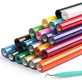 HTVRONT HTV Heat Transfer Vinyl Bundle, 20 Pack HTV, 12'' x 3FT | 20 Assorted Colors, Iron on Vinyl, For All Cutting Machine, Easy to Use, For T Shirts