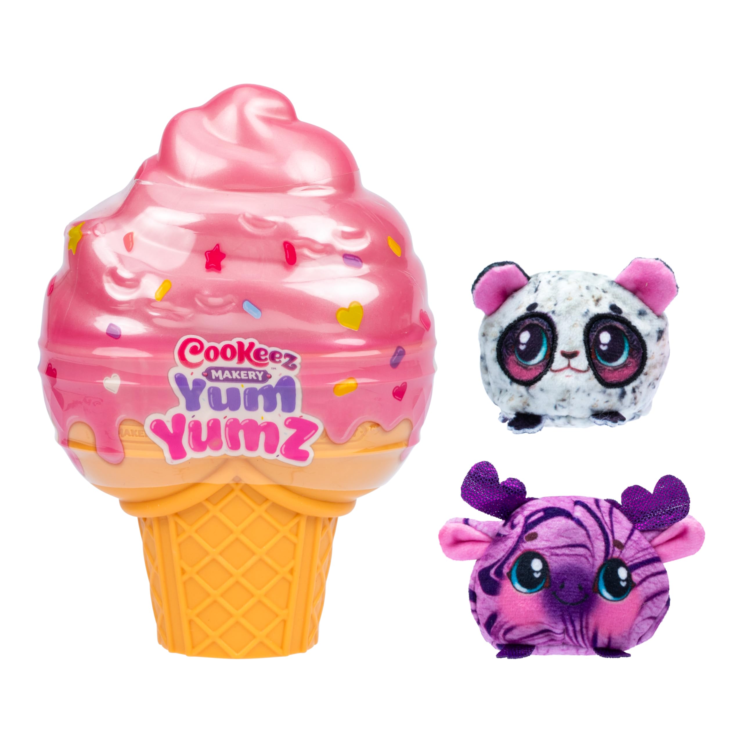 Cookeez Makery Yum Yumz Twin Pack, Full of Fun and Full of Yum! Add Ingredients & Discover 2 Super-Cute Scented Surprise Plush Pets Inside an Ice Cream Cone You Can Customize - Styles May Vary