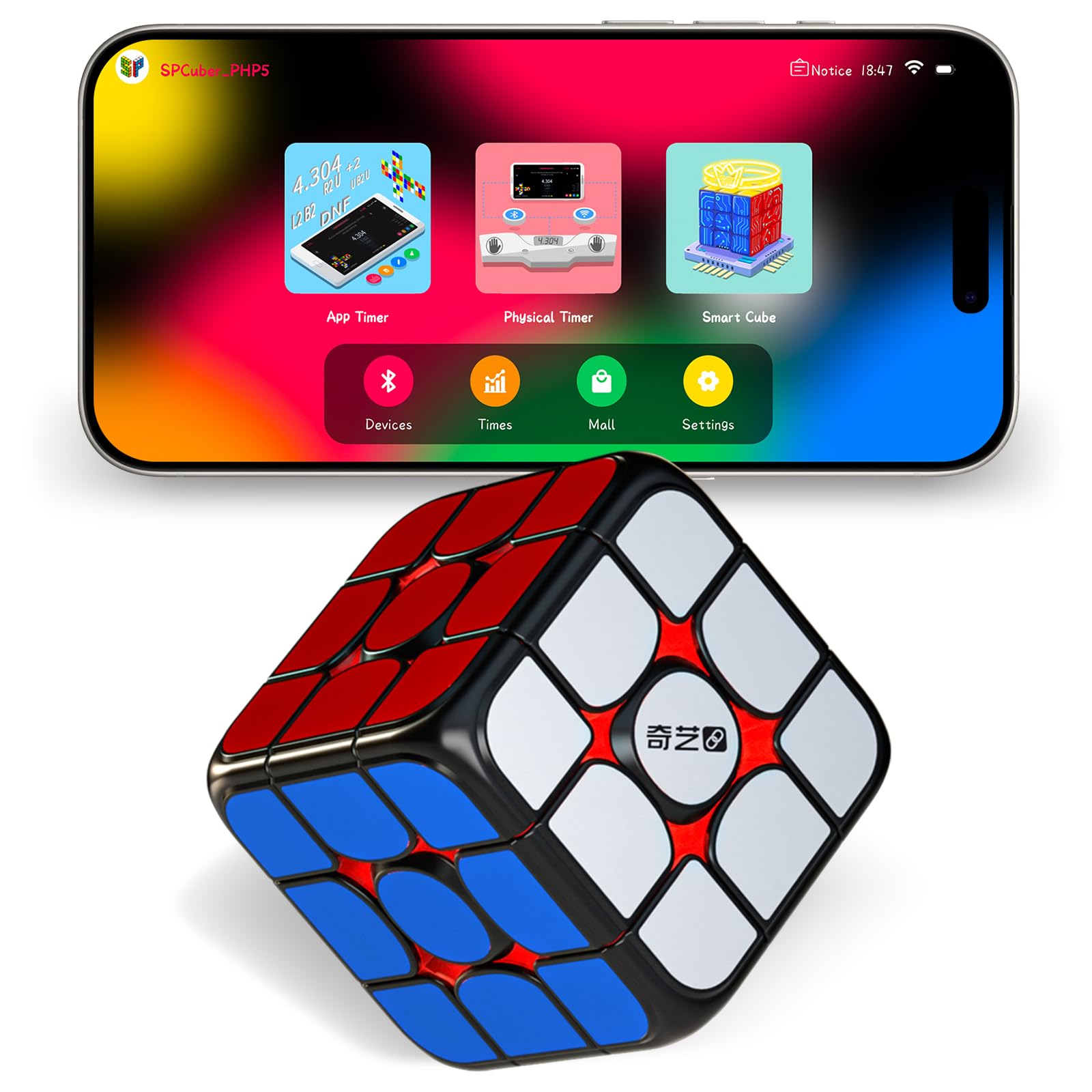 ROXENDA Smart Cube - 3x3 Speed Cube Bluetooth Connection with Smart Player App, Adjustable Tension System Smooth Turning for Beginner Friendly