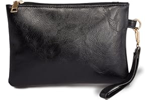 K.E.J. Wristlet Clutch Purses for Women Leather Wallet Purses Gray Small Purse Wristlet Wallet for Women Ladies Gifts