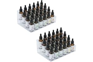 Dewsea 2 Pack Essential Oil Organizer with 36 Slot Plastic Display Holder Rack, 4 Tier Storage Shelf for Bottles, Rollers, Pe