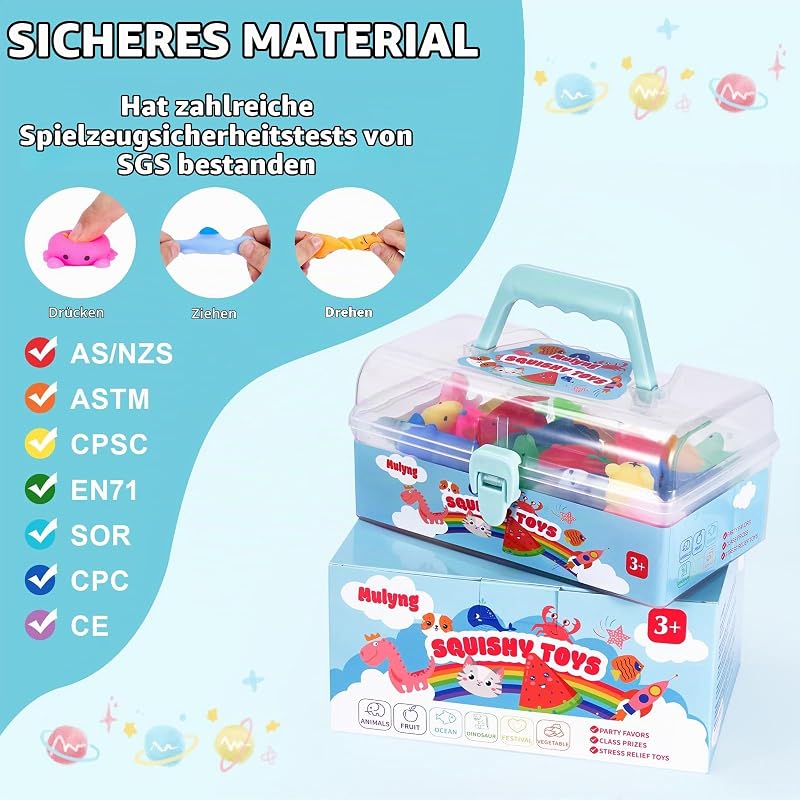 Mochi Squishy-Spielzeuge, Kawaii Squishies Fidget-Spielzeuge für Kinder als Partygeschenk, Weihnachts- und Geburtstagsgeschenk, Ostertüten-Füller, Klassenzimmerpreise, keine Duplikate (80 Pack) — Foto 2 von 7