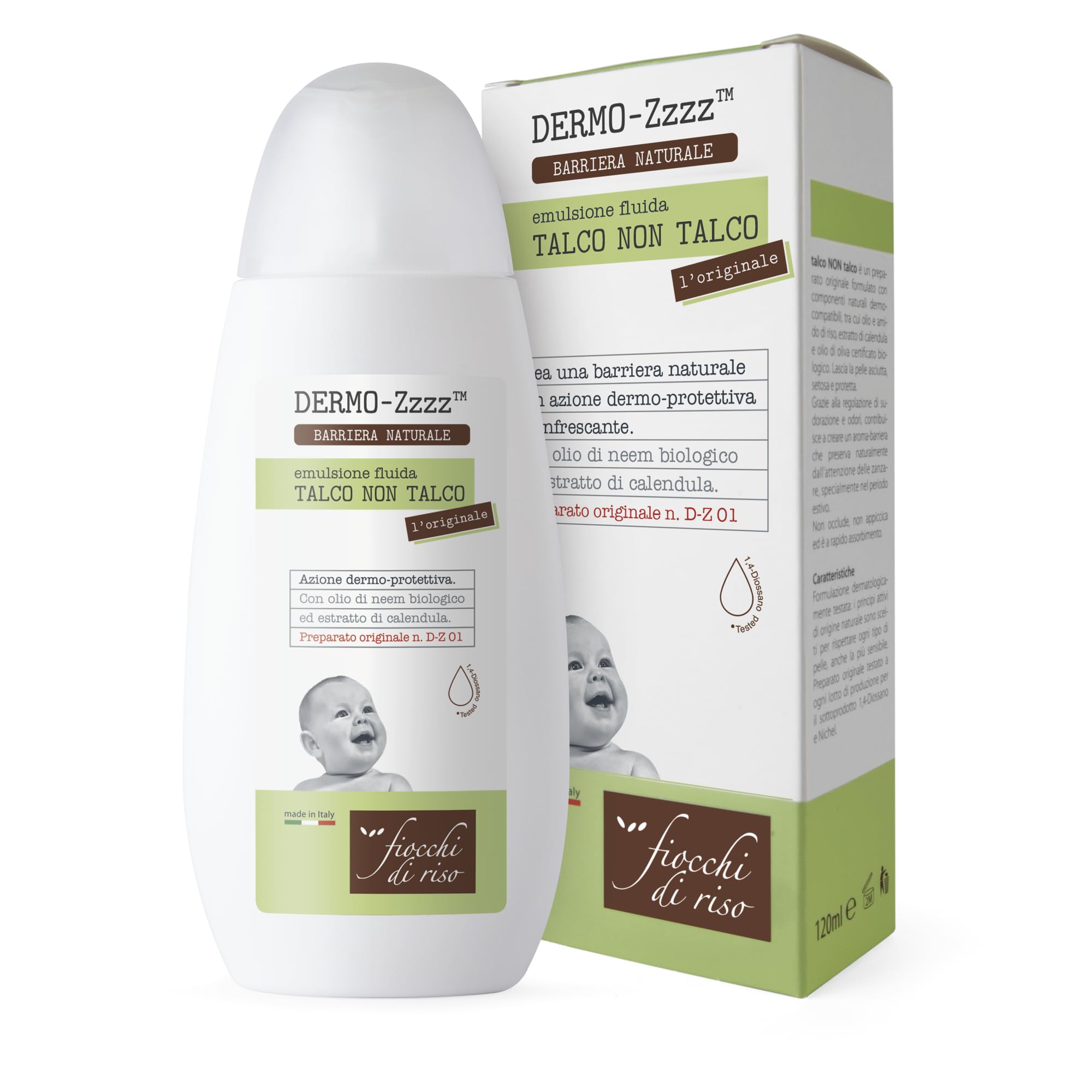 Fiocchi di Riso - Talcum NOT ORIGINAL Talc - 120 ml - SWEATING AND MOSQUITOES - Regulates sweating creating an aroma-barrier.