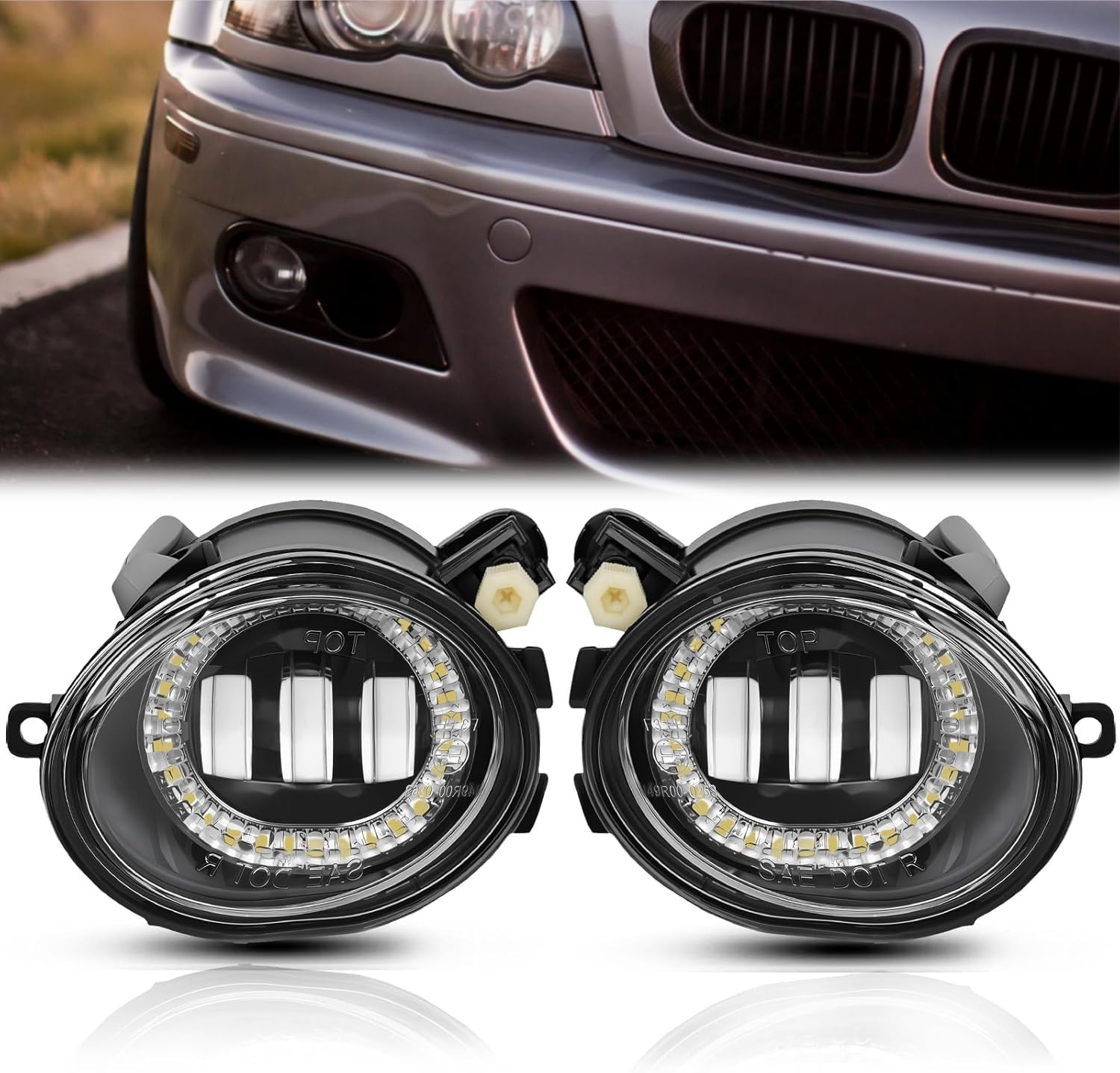 Photo 1 of WEISIGAO Fog Lights Lamps for 2000-2006 BMW (E46 M3 E39 M5) / 3 Series (320i 323i 325i 325xi 330i 330xi Sedan w/Sport Package, 325i 325xi Wagon w/Sport Package) Premium Assembly, 1 Pair (LED Assembly)