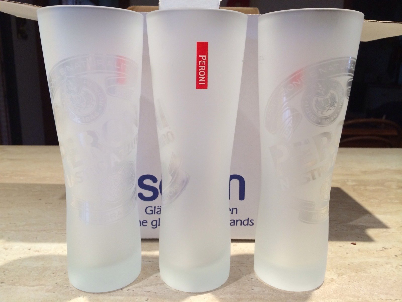 Glassware Beer Glasses Cooking & Dining 2 PERONI 0.3l FROSTED GLASSES