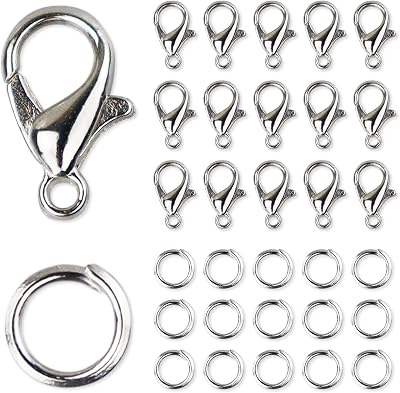LAMXD 170PCS Silver Lobster Clasp & Open Jump Ring Set for Jewelry Making