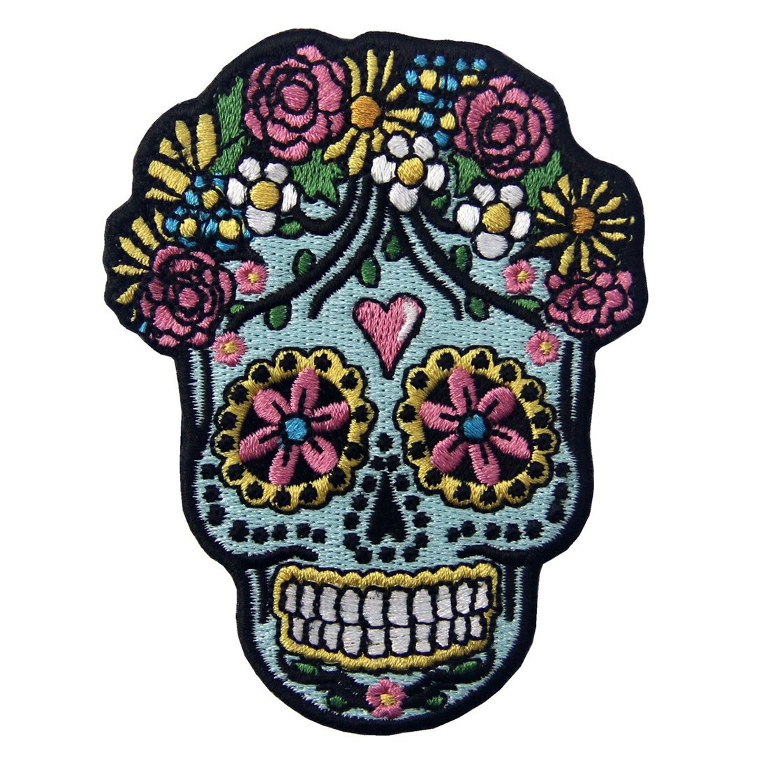 Sugar Skull Embroidered Day of The Dead Applique Iron On Sew On Patch