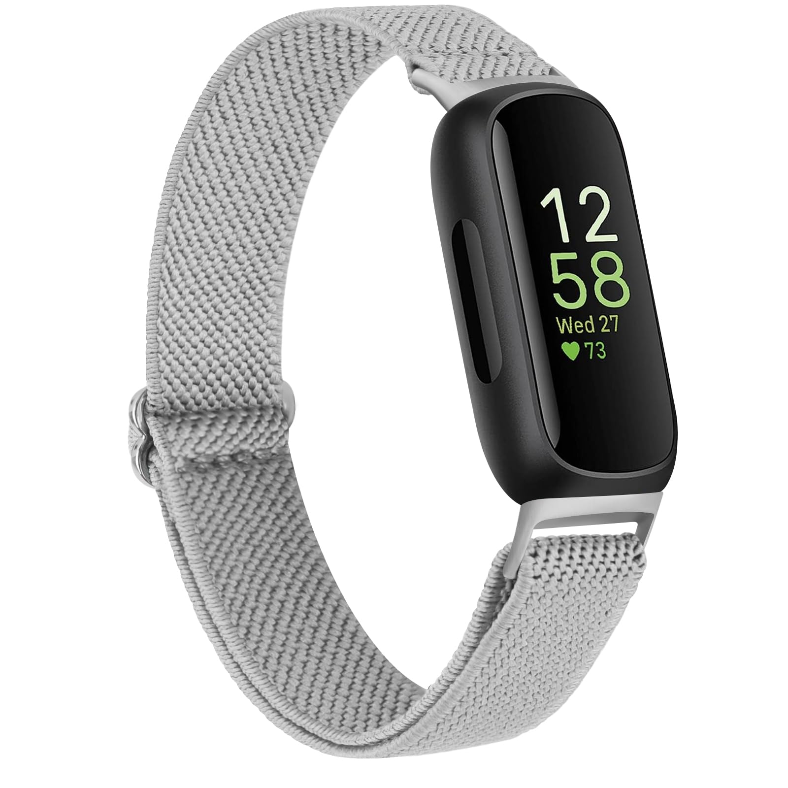 Wanme Elastic Nylon Straps Compatible with Fitbit Inspire 3 Strap for Women Men, Soft Adjustable Stretchy Sport Bands Replacement Wristband for Fitbit Inspire 3 Fitness Tracker (Gray)