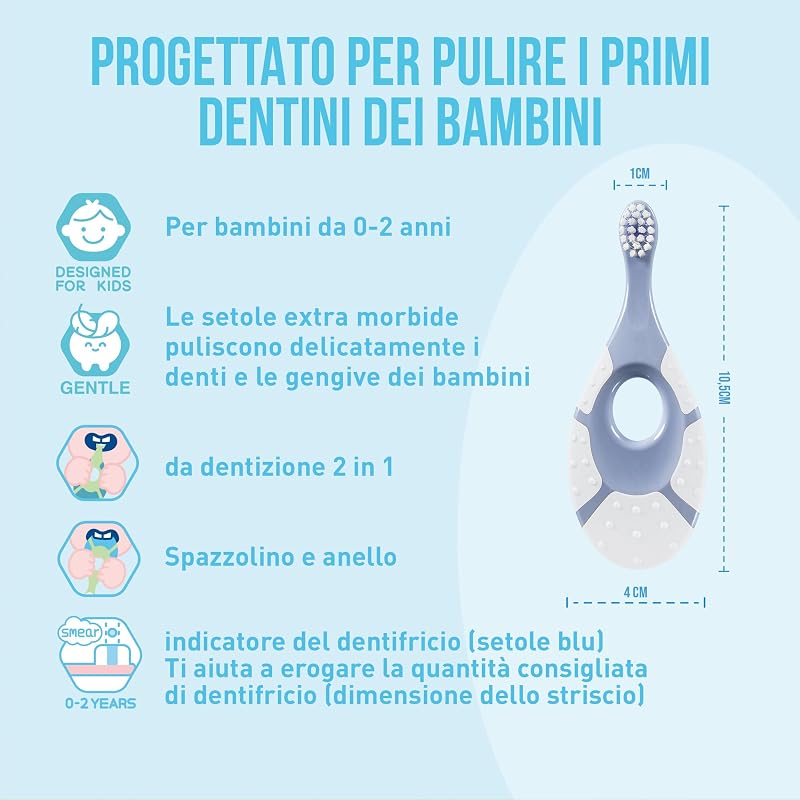 Jordan ® | Step 1 Baby Spazzolino da denti per bambini da 0 a 2 anni | Lo spazzolino originale per bambini con setole extra morbide e morbido massaggiagengive per gomme e Easy Grip | confezione da 2