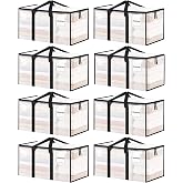 ukeetap 8 Pack Extra Large Clothes Storage Bins with Lids, Clear | Storage Bags with Reinforced Handles &amp; Heavy-Duty Zippers, Moving Bags Boxes Totes for Clothes Packing, Dorms, College