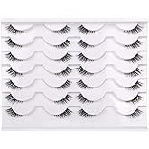 Half False Eyelashes with Clear Band Wispy Cat Eye Look Natural Short Small 3/4 Accent Lashes Faux Mink Fake Eyelash Strips 1